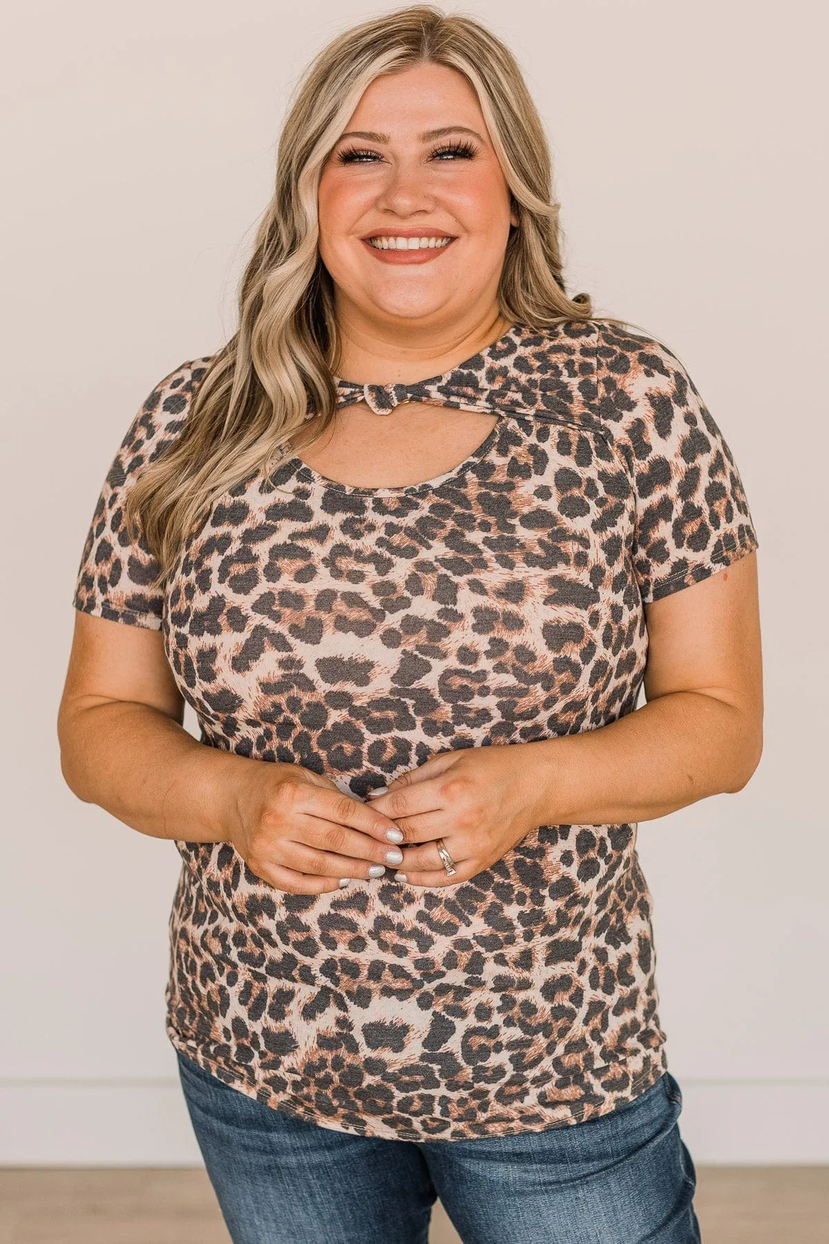 One Day Soon Cutout Top- Leopard