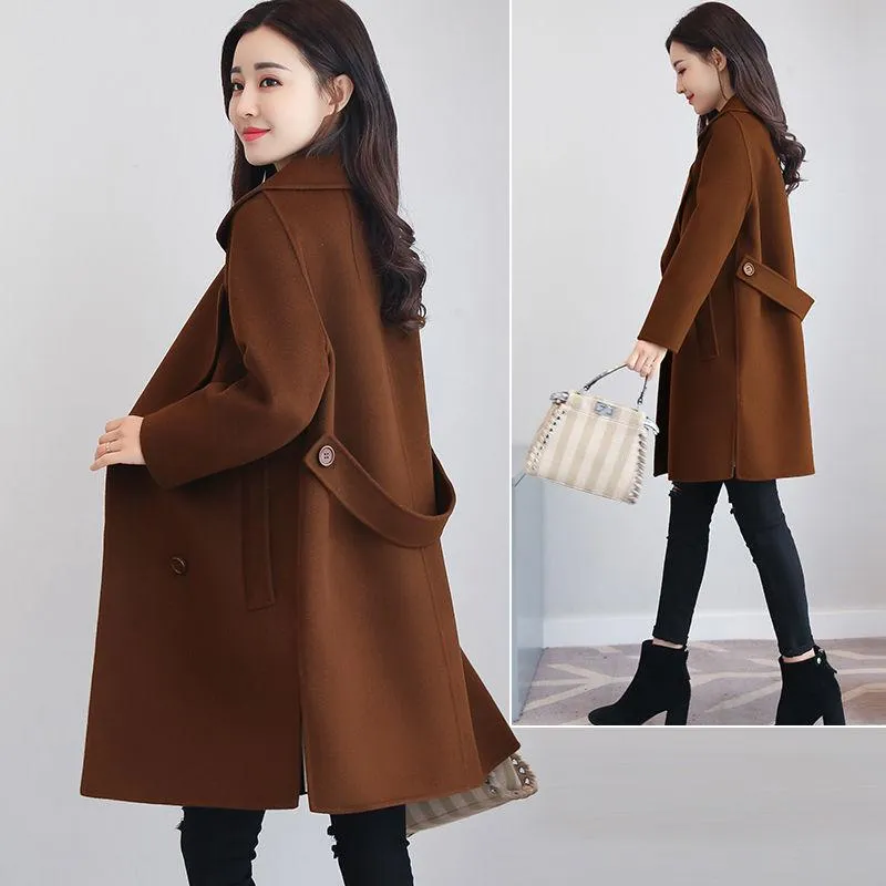 Outerwear Overcoat Autumn Jacket Casual Women Fashion Long Woolen Coat Slim Female Winter Wool Coats