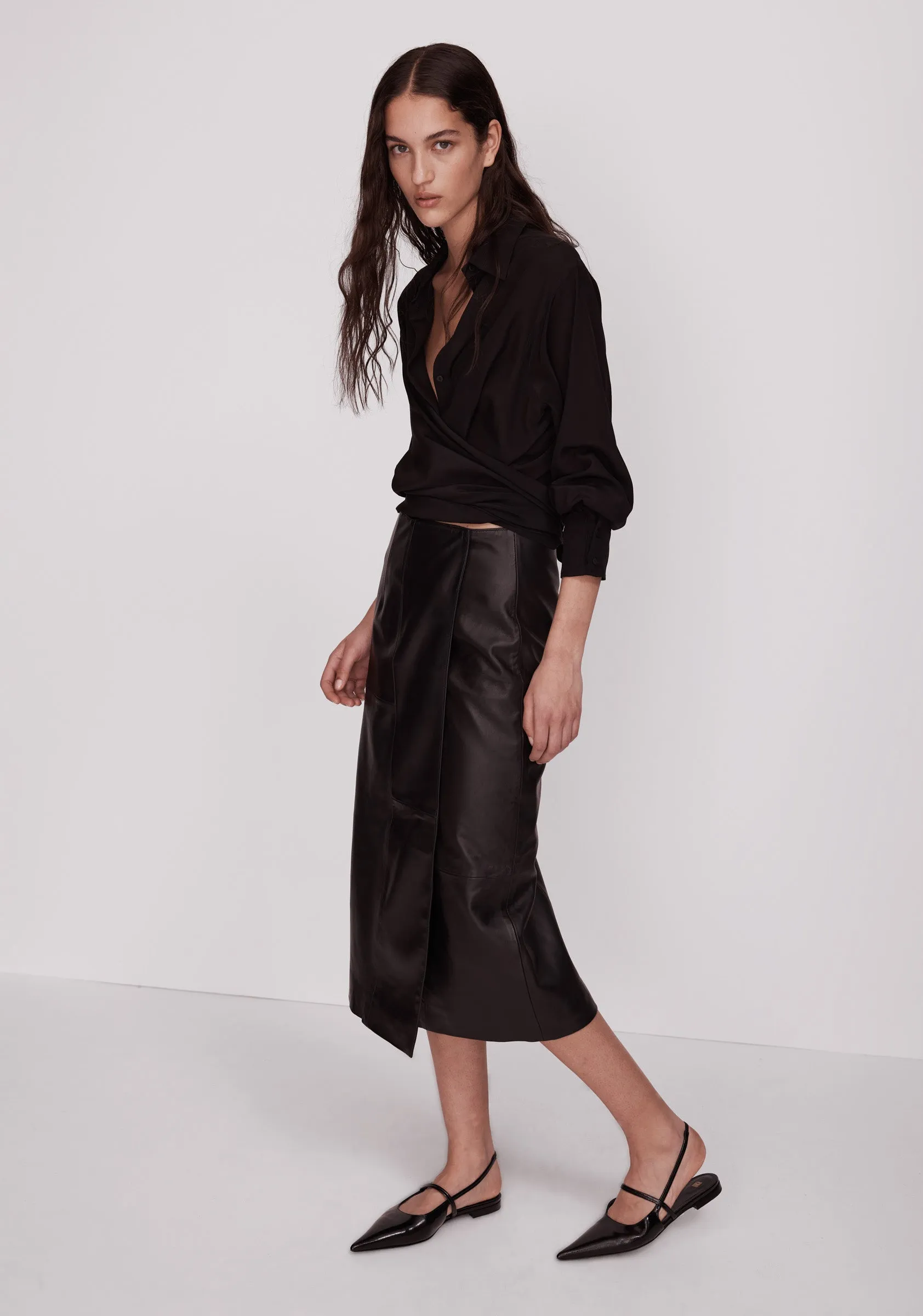 Patti Leather Skirt | Black