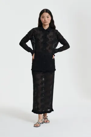 PEGONIA  | SKIRT JACQUARD KNIT BLACK