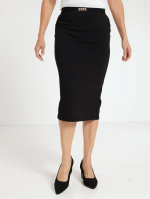 Pencil Skirt With Trim - Black