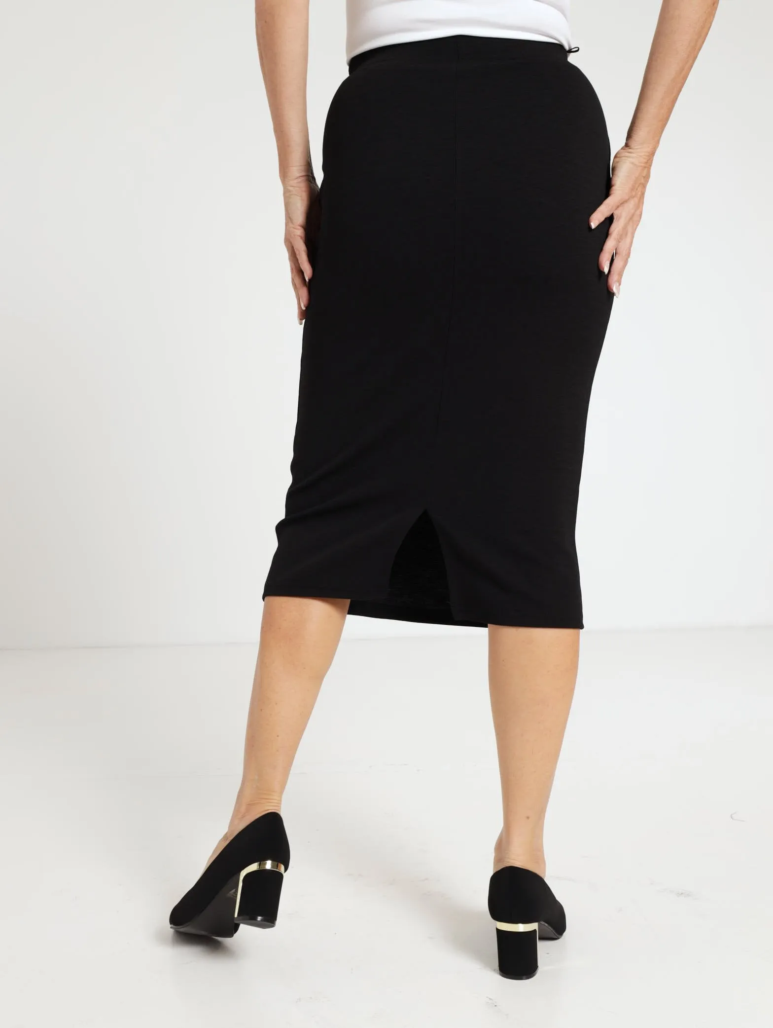 Pencil Skirt With Trim - Black