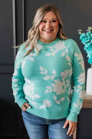 Perfect Charisma Floral Sweater- Mint