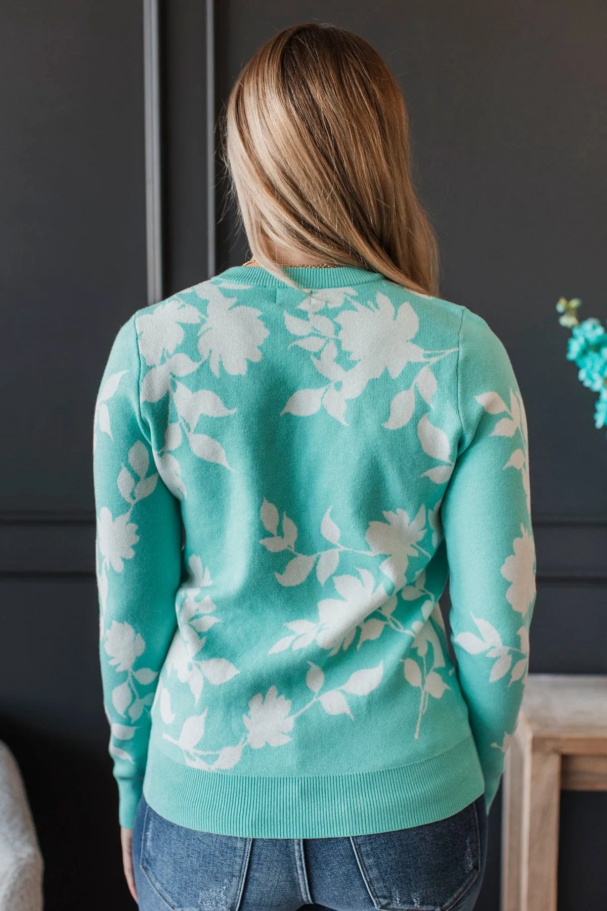 Perfect Charisma Floral Sweater- Mint