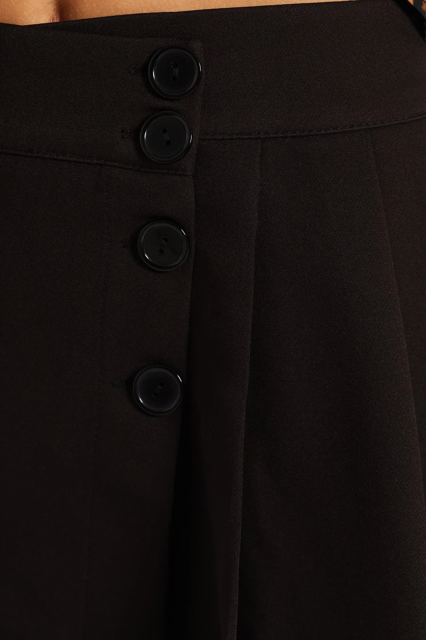 Pleated Wrap Skirt - Black