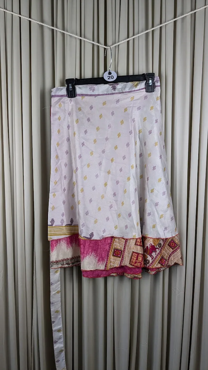 Plus Up-Cycled Sari Reversible Mini Wrap Skirt