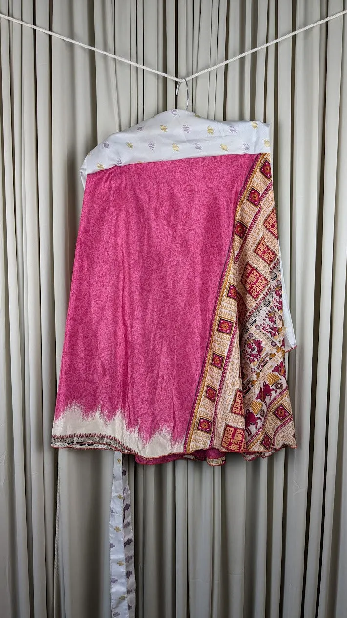 Plus Up-Cycled Sari Reversible Mini Wrap Skirt