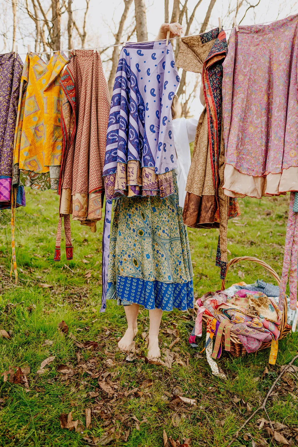Plus/Maxi Length Up-Cycled Reversible Sari Wrap Skirt #12