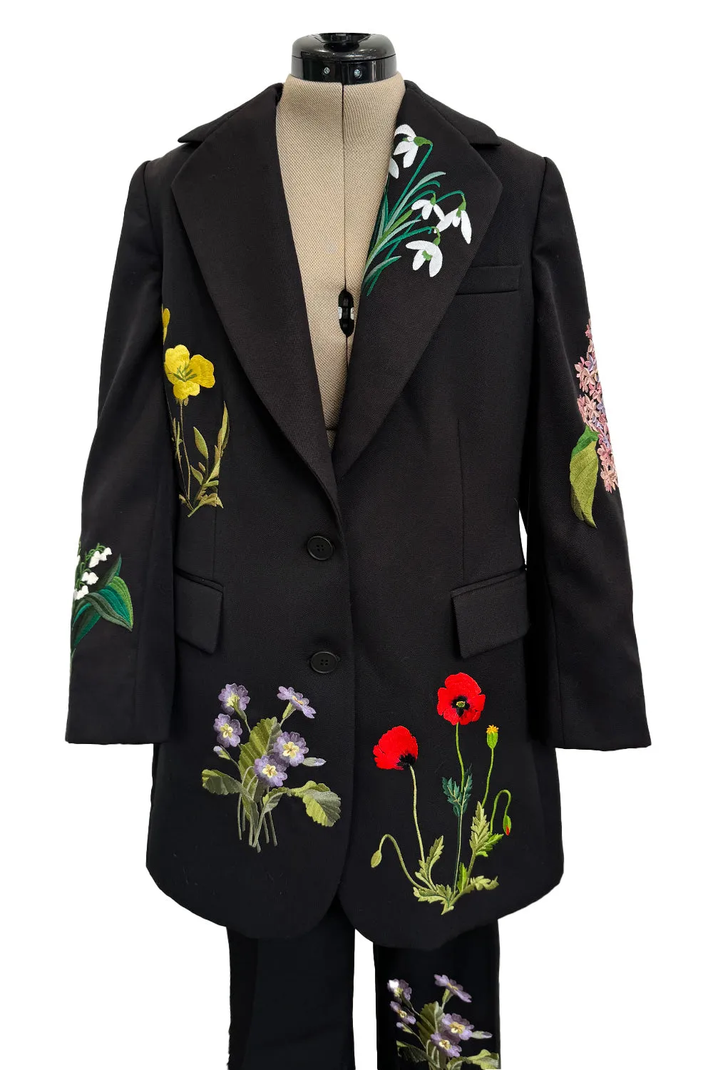 Prettiest Resort 2016 Stella McCartney Look 8 Crisply Tailored Jacket & Pant Suit w Floral Embroidery