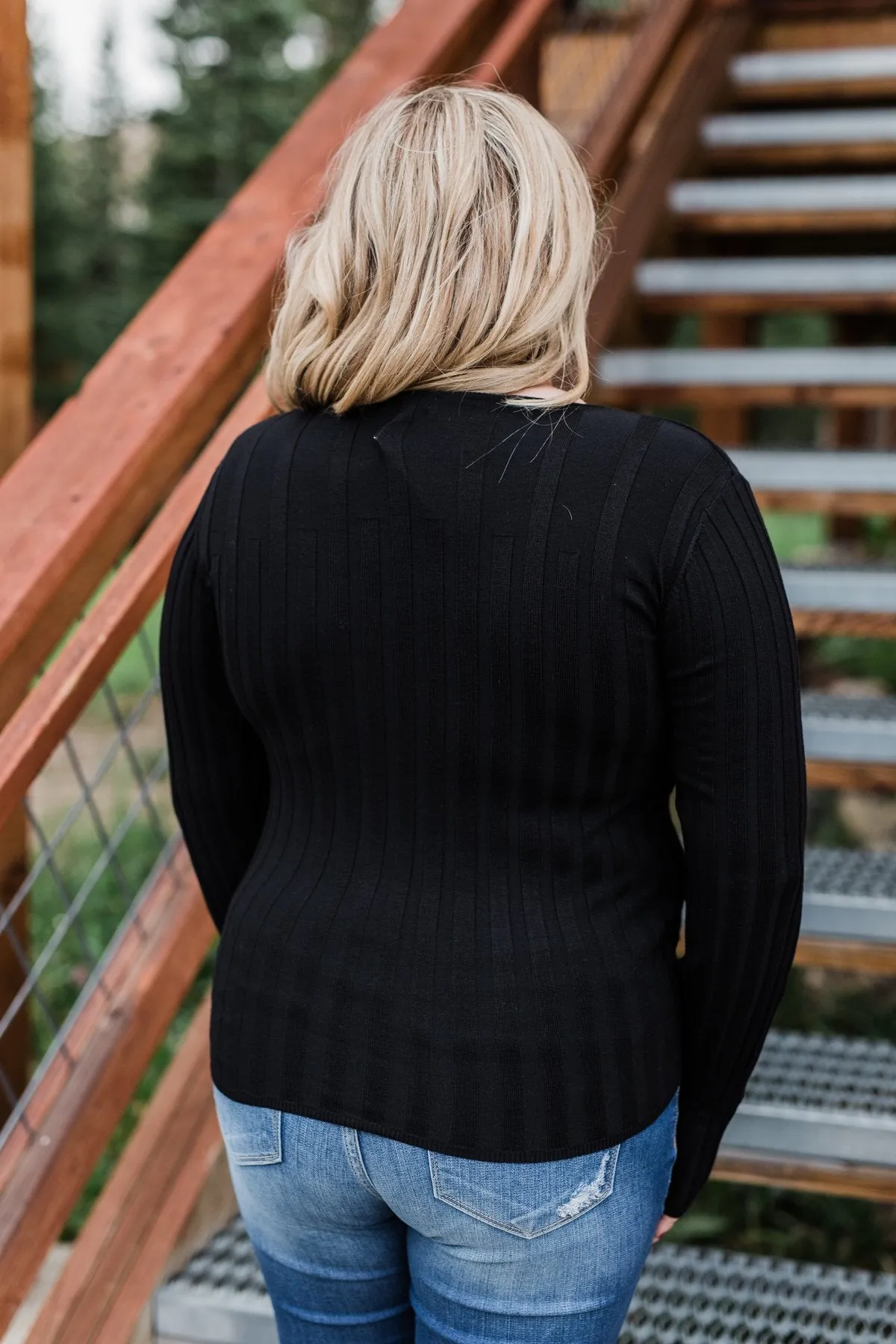 Pull Me Near Fitted Long Sleeve Top- Black