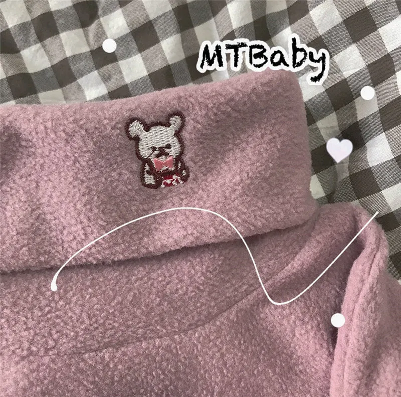 "EMBROIDERED SMALL ANIMALS FLEECE" TURTLENECK K110509