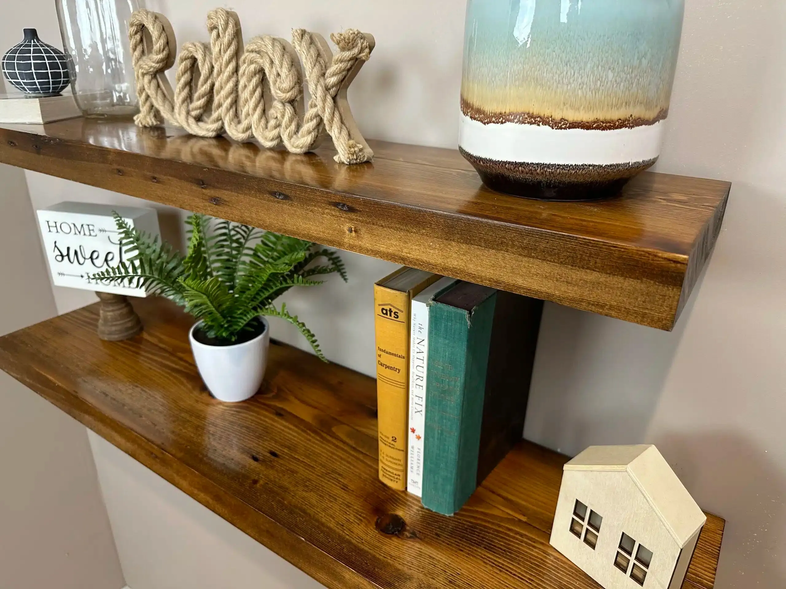 Reclaimed Wood Floating Wall Shelves - Philadelphia Church Contemporary Collection