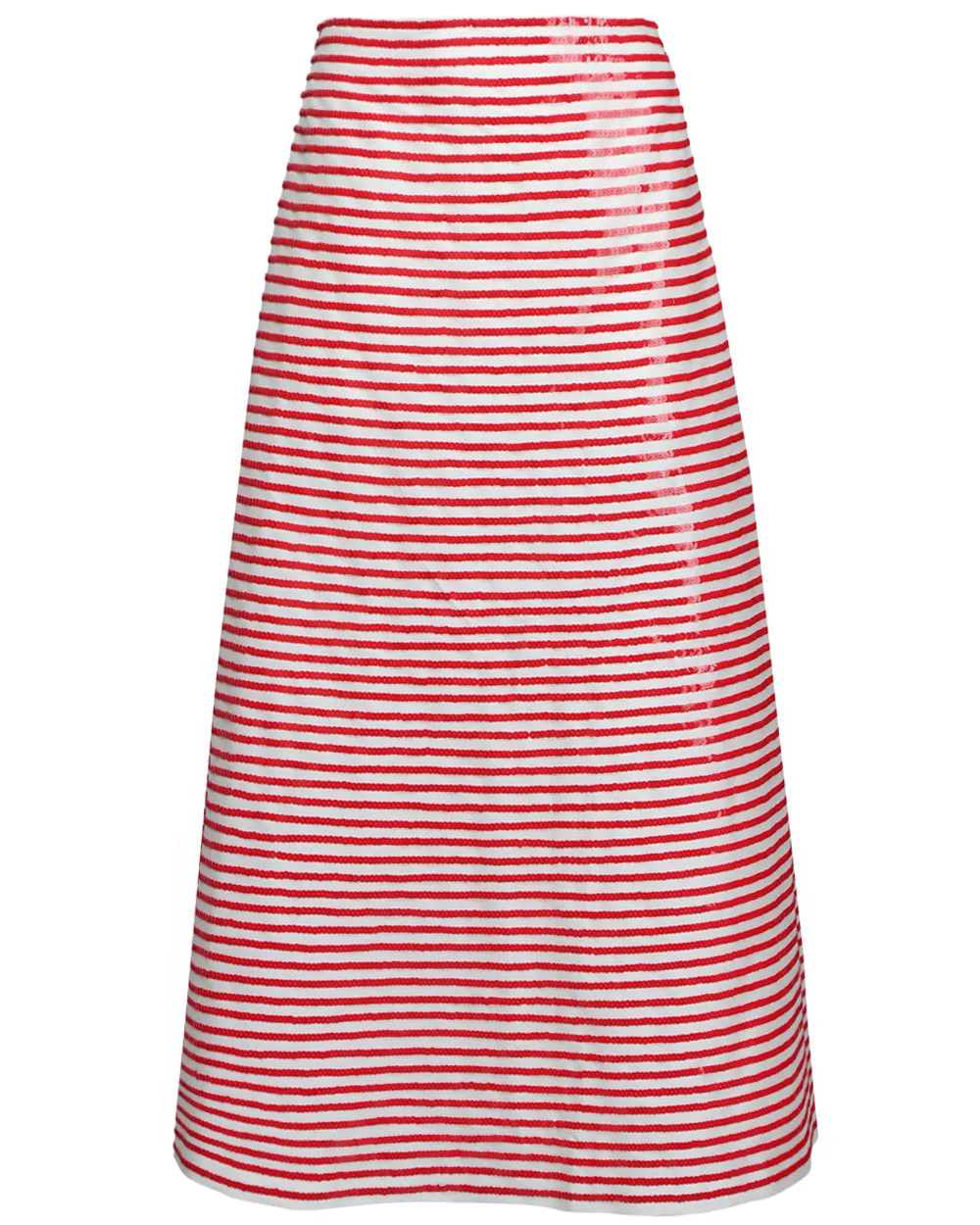 Red and Ivory Sequin Stripe Caswell Skirt