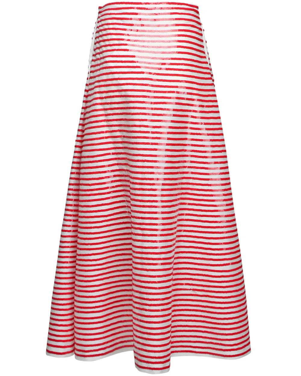 Red and Ivory Sequin Stripe Caswell Skirt