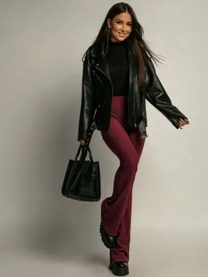 Red High Waisted Flare Pants