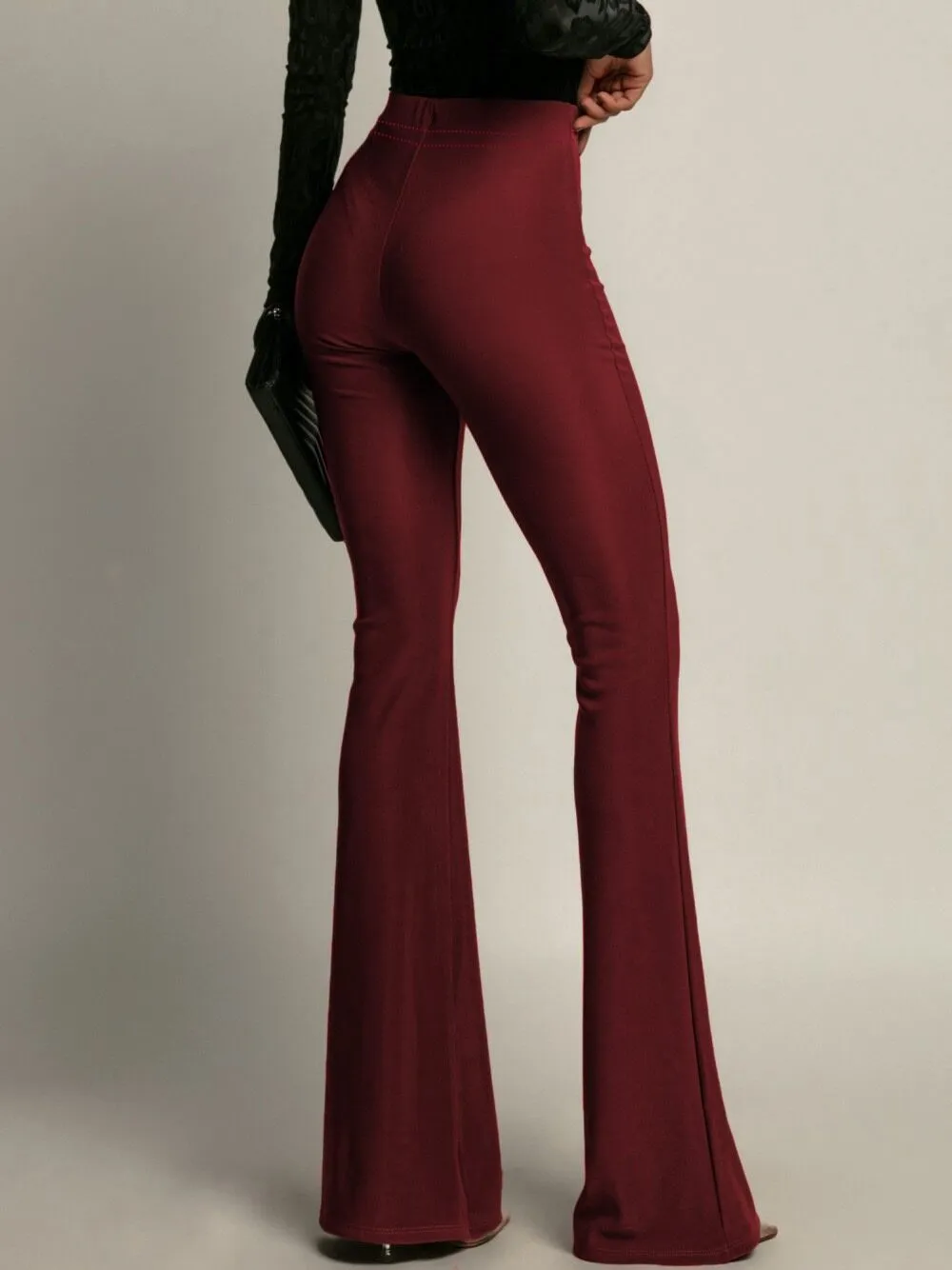 Red High Waisted Flare Pants