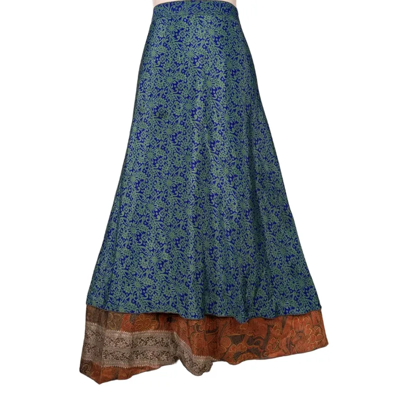 Regular/Maxi Length Up-Cycled Reversible Sari Wrap Skirt #31