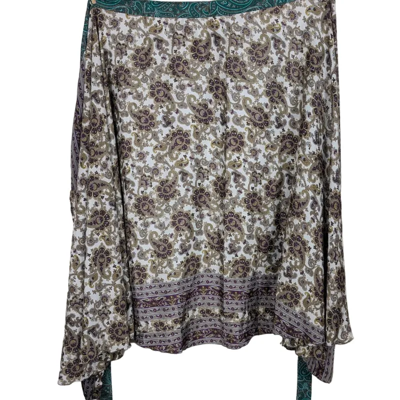 Regular/Maxi Length Up-Cycled Reversible Sari Wrap Skirt #31