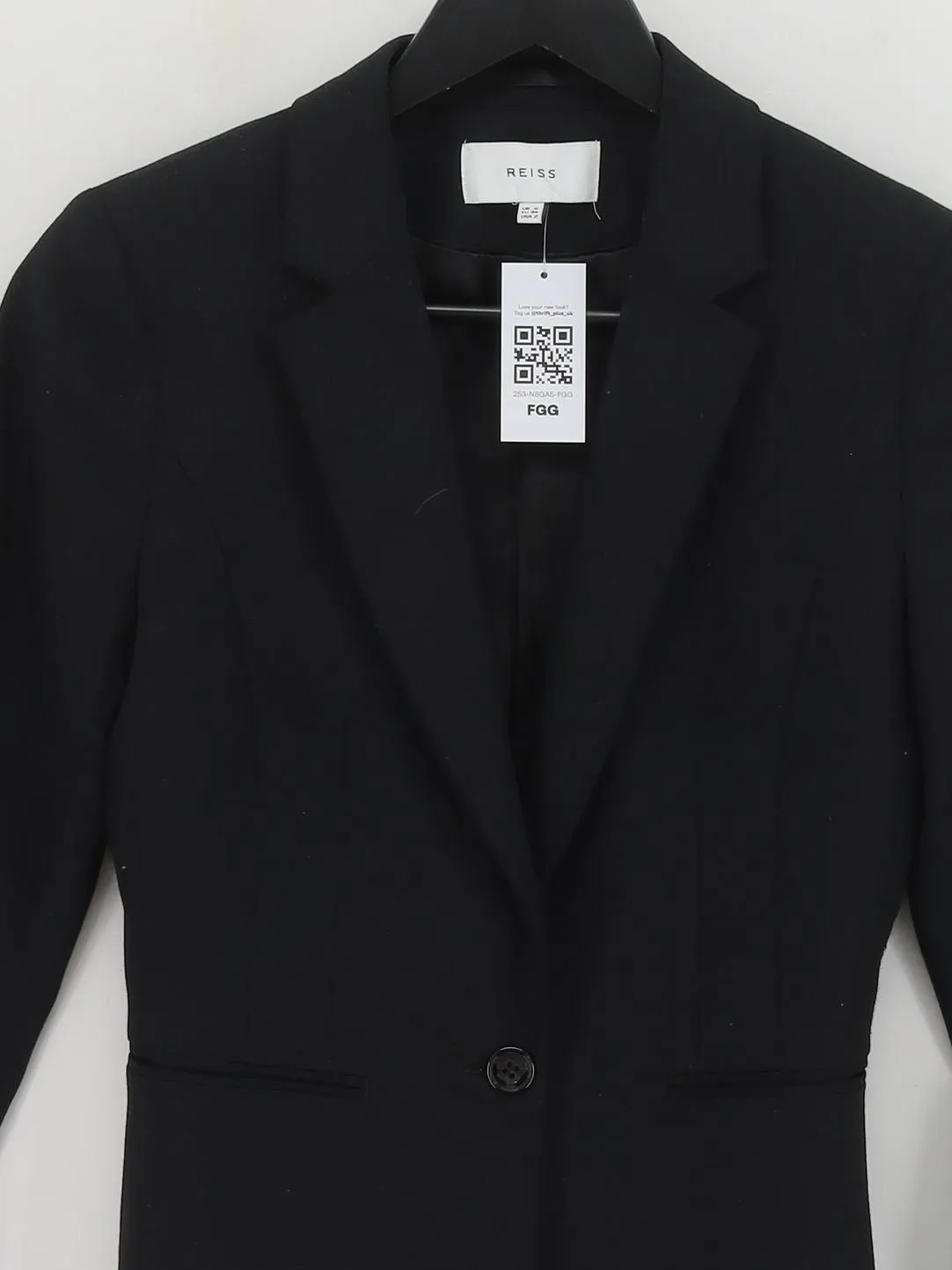 Reiss Women's Blazer UK 6 Black Wool with Elastane, Polyester