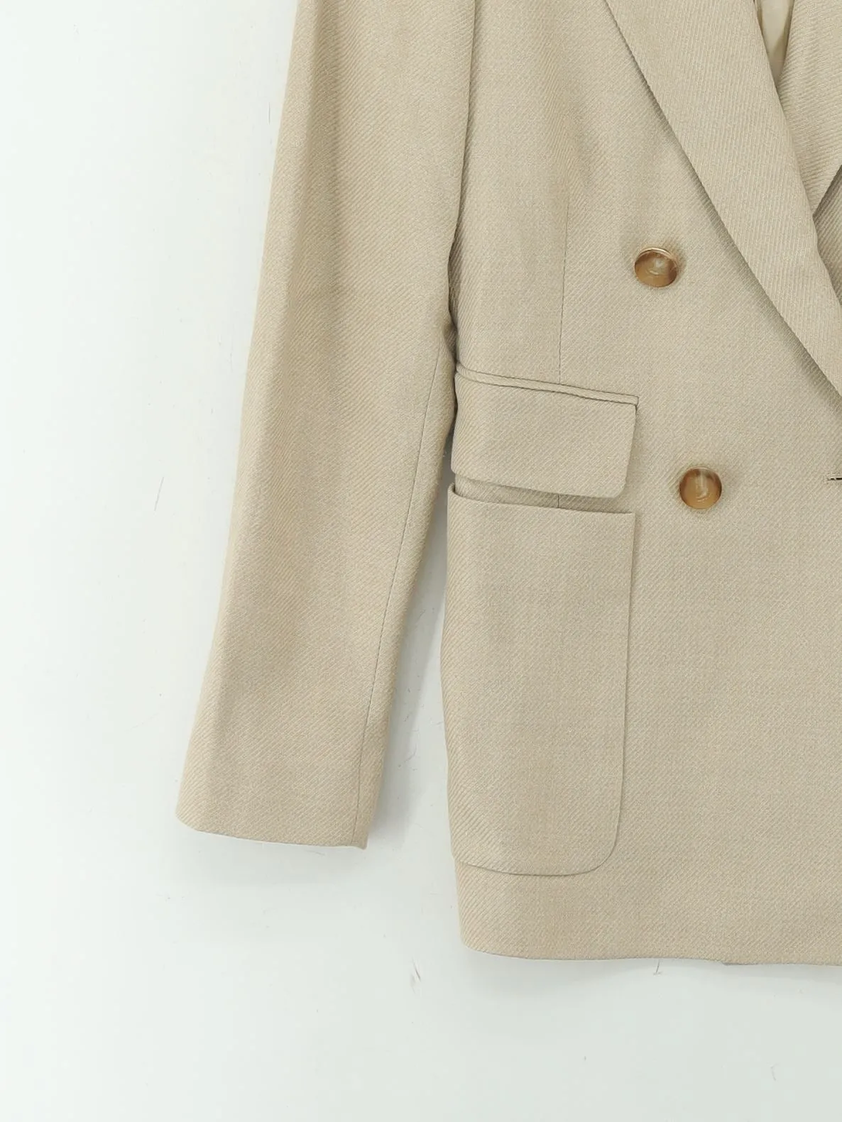 Reiss Women's Blazer UK 8 Tan Wool with Acrylic, Polyester, Viscose