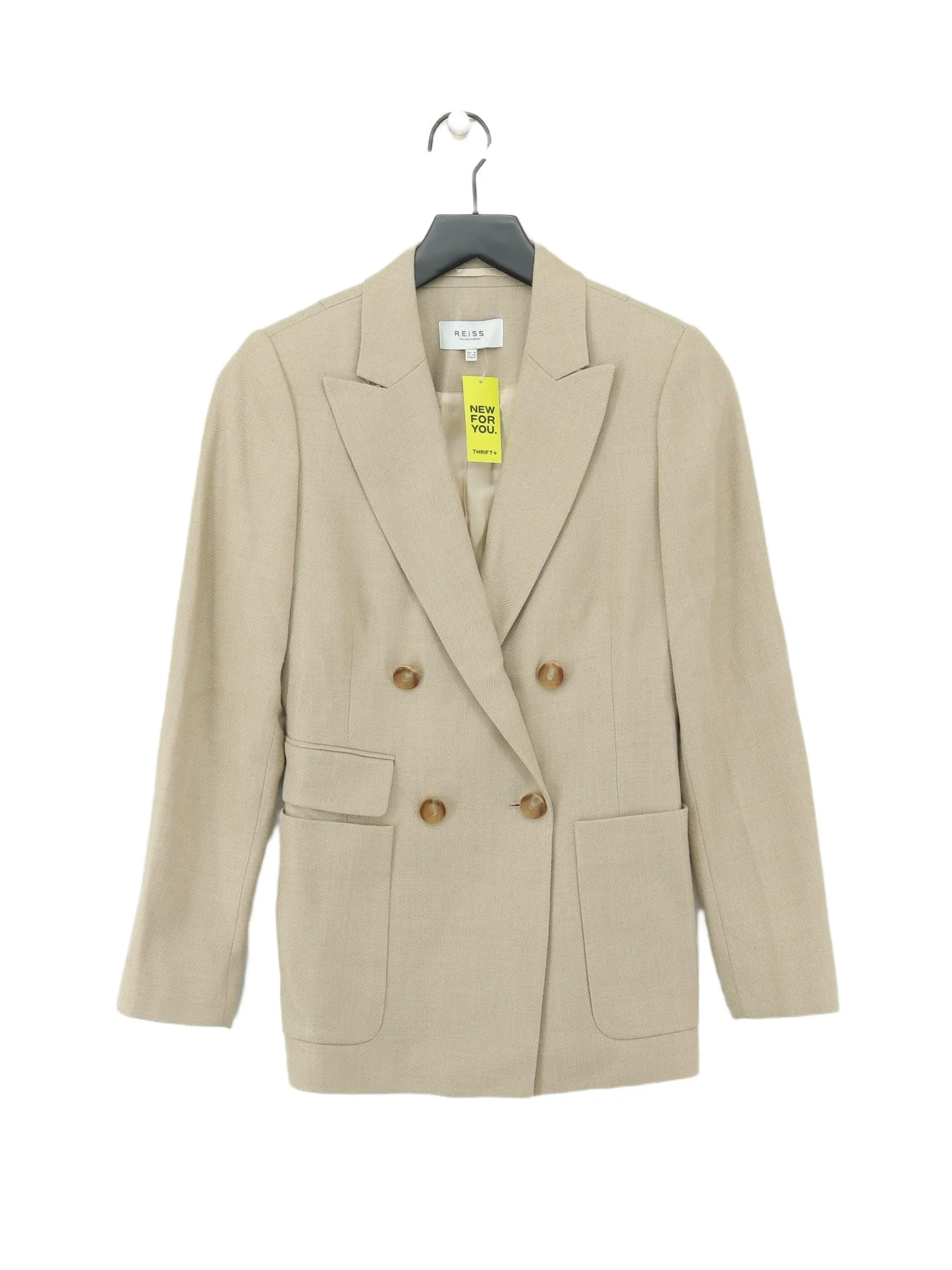 Reiss Women's Blazer UK 8 Tan Wool with Acrylic, Polyester, Viscose