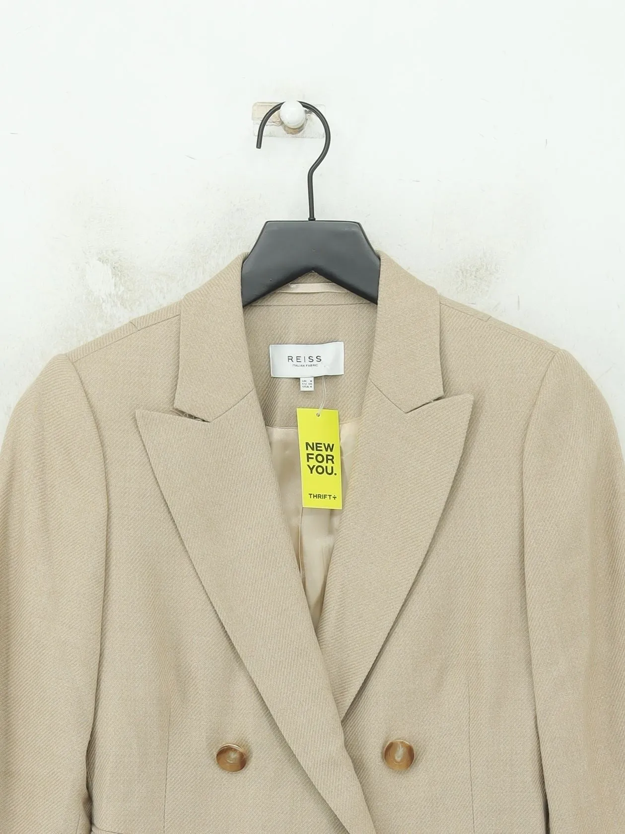 Reiss Women's Blazer UK 8 Tan Wool with Acrylic, Polyester, Viscose