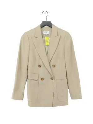 Reiss Women's Blazer UK 8 Tan Wool with Acrylic, Polyester, Viscose