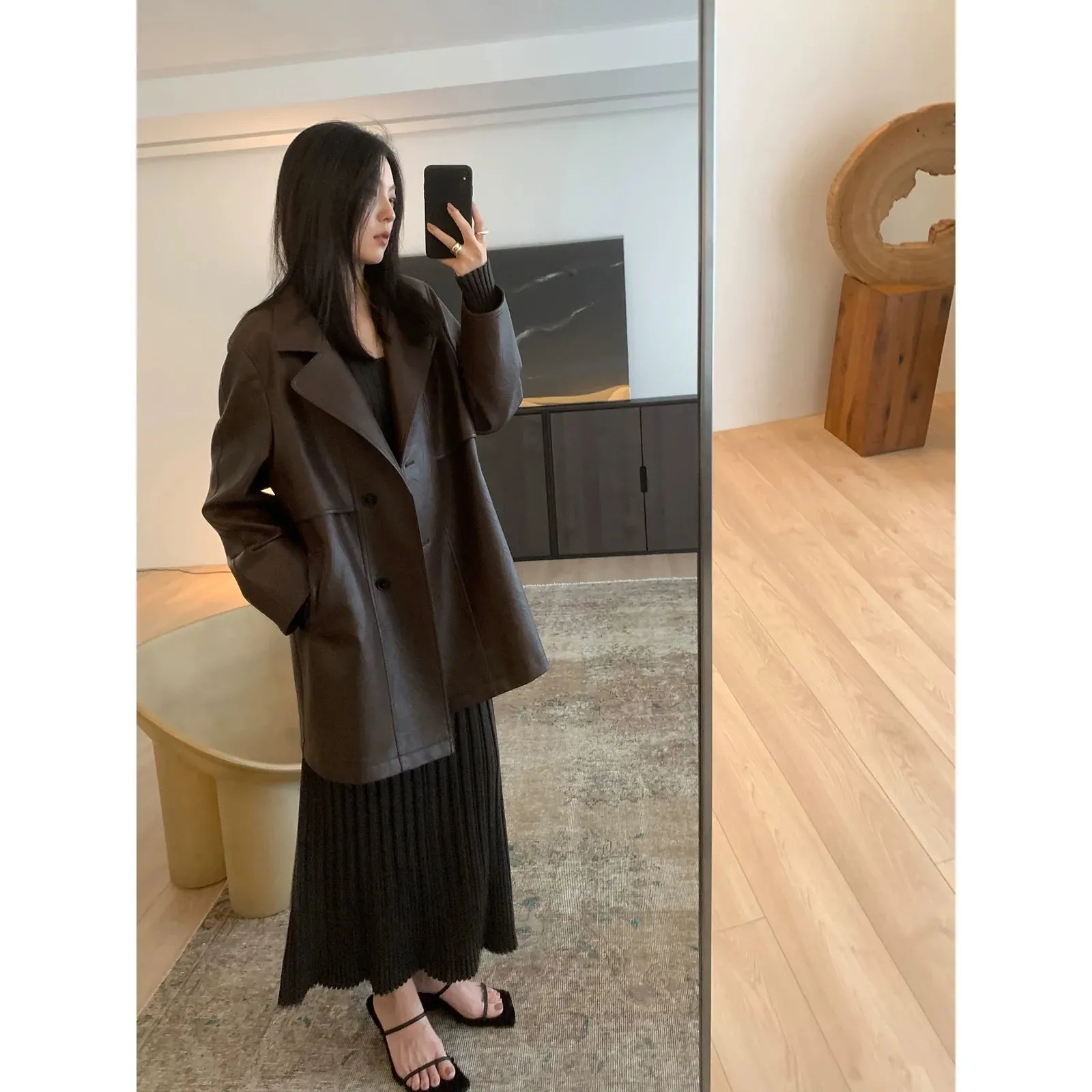 Retro Faux Leather Windbreaker