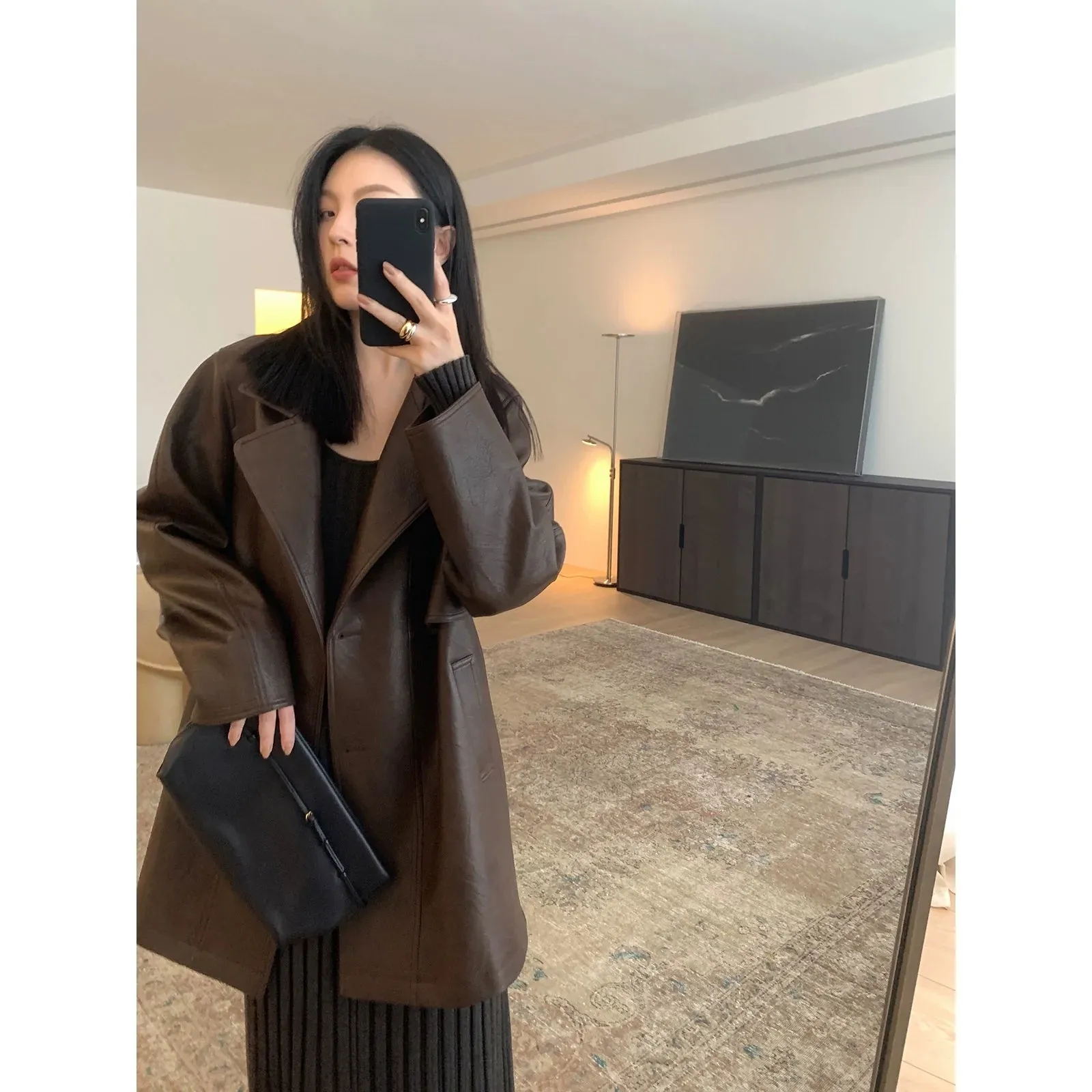 Retro Faux Leather Windbreaker