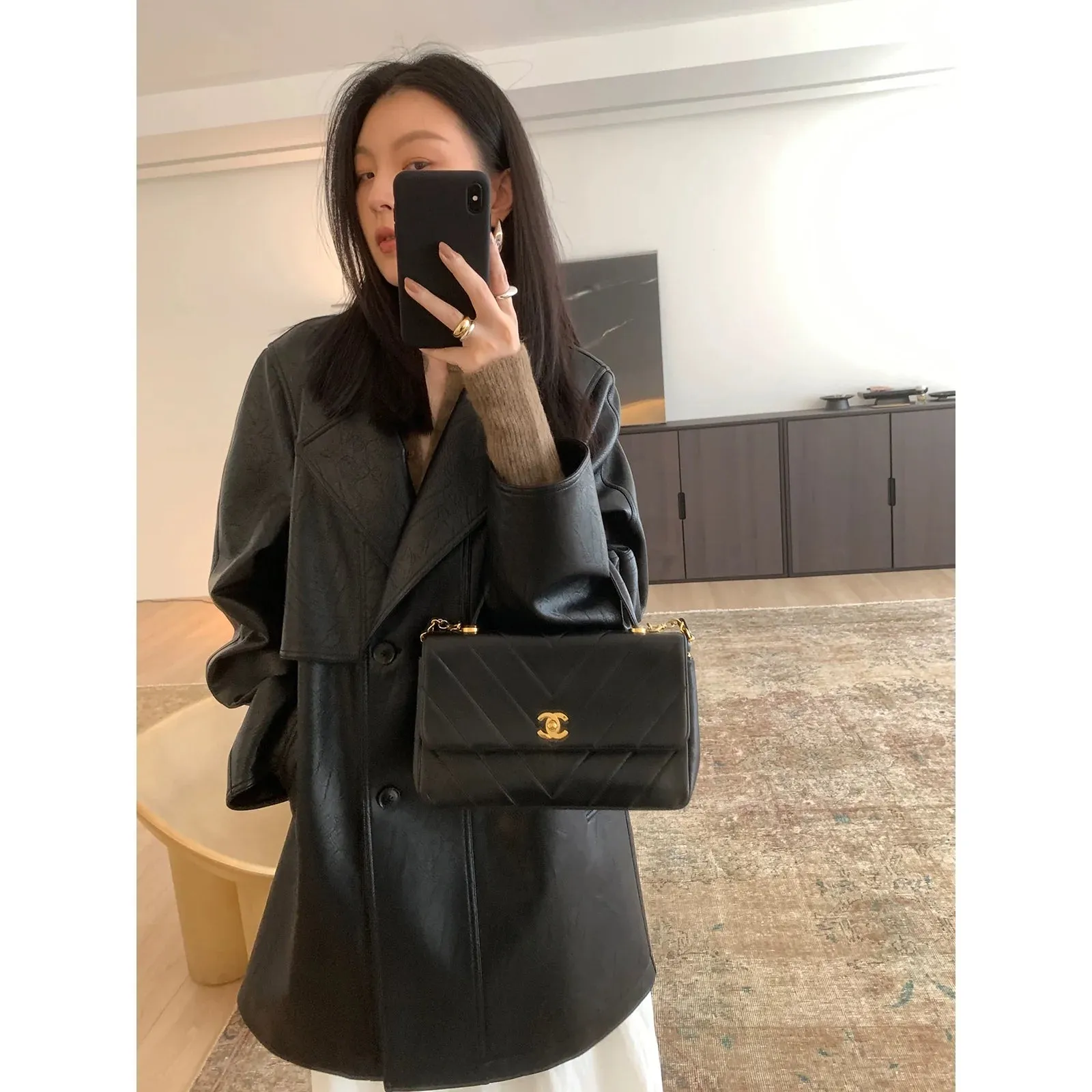 Retro Faux Leather Windbreaker
