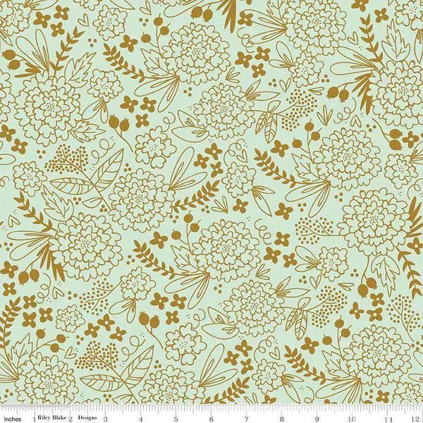 Riley Blake - On Trend - Floral - Mint Sparkle
