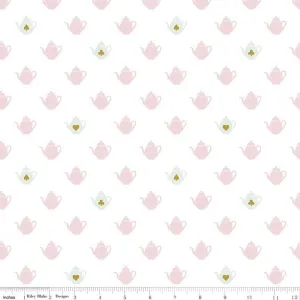 Riley Blake Wonderland 2 - Tea Pot - White Sparkle