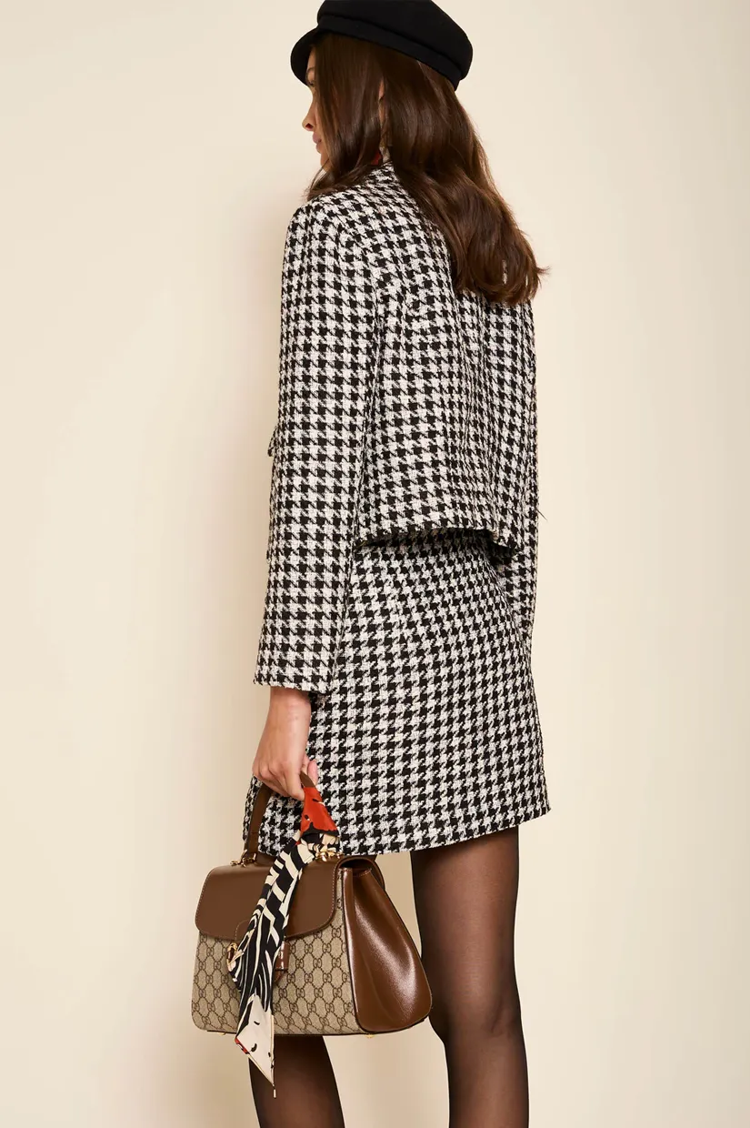 Rixo Mariah Skirt - Houndstooth Mono