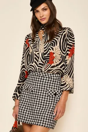 Rixo Mariah Skirt - Houndstooth Mono
