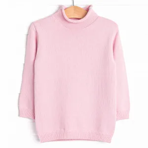 Rolled Neck Sweater, Pink