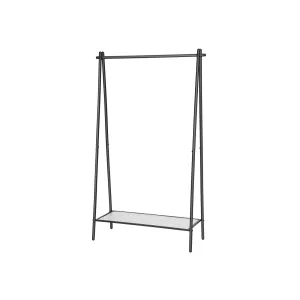 Rootz Minimalist Clothes Rack - Clothing Stand - Garment Organizer - Steel Construction - 92.5cm x 33.5cm x 153cm - Matte Black - Max Load 40kg - Shoe Storage - Easy Assembly