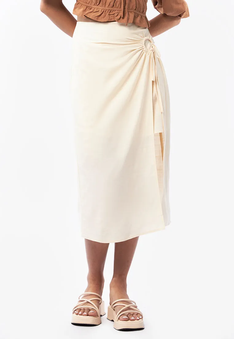 Ruched Wrap Midi Skirt