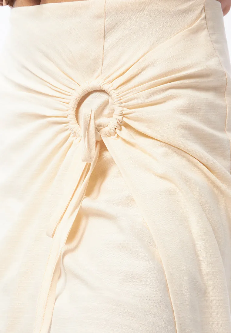 Ruched Wrap Midi Skirt