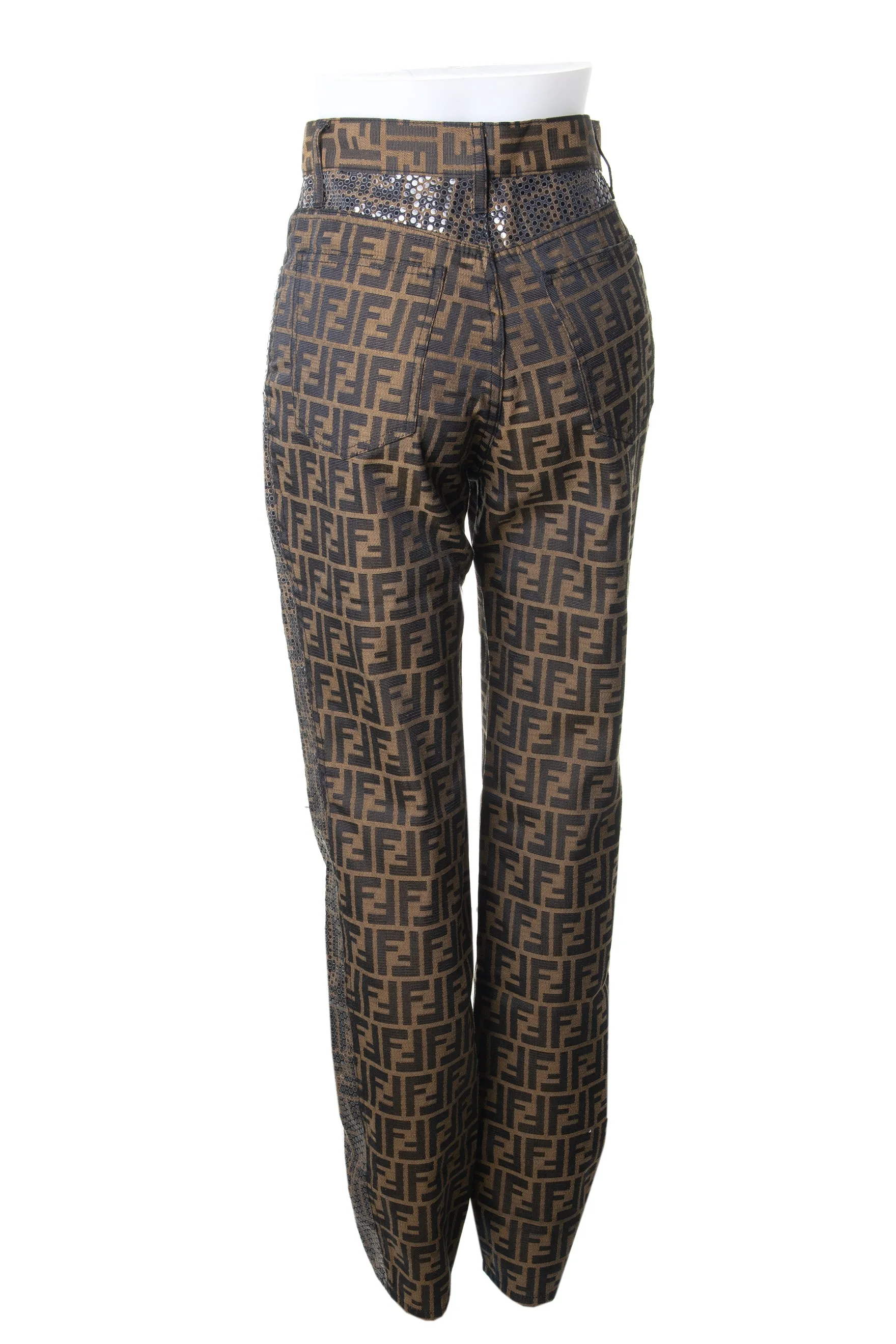 Sequin Monogram Print Pants