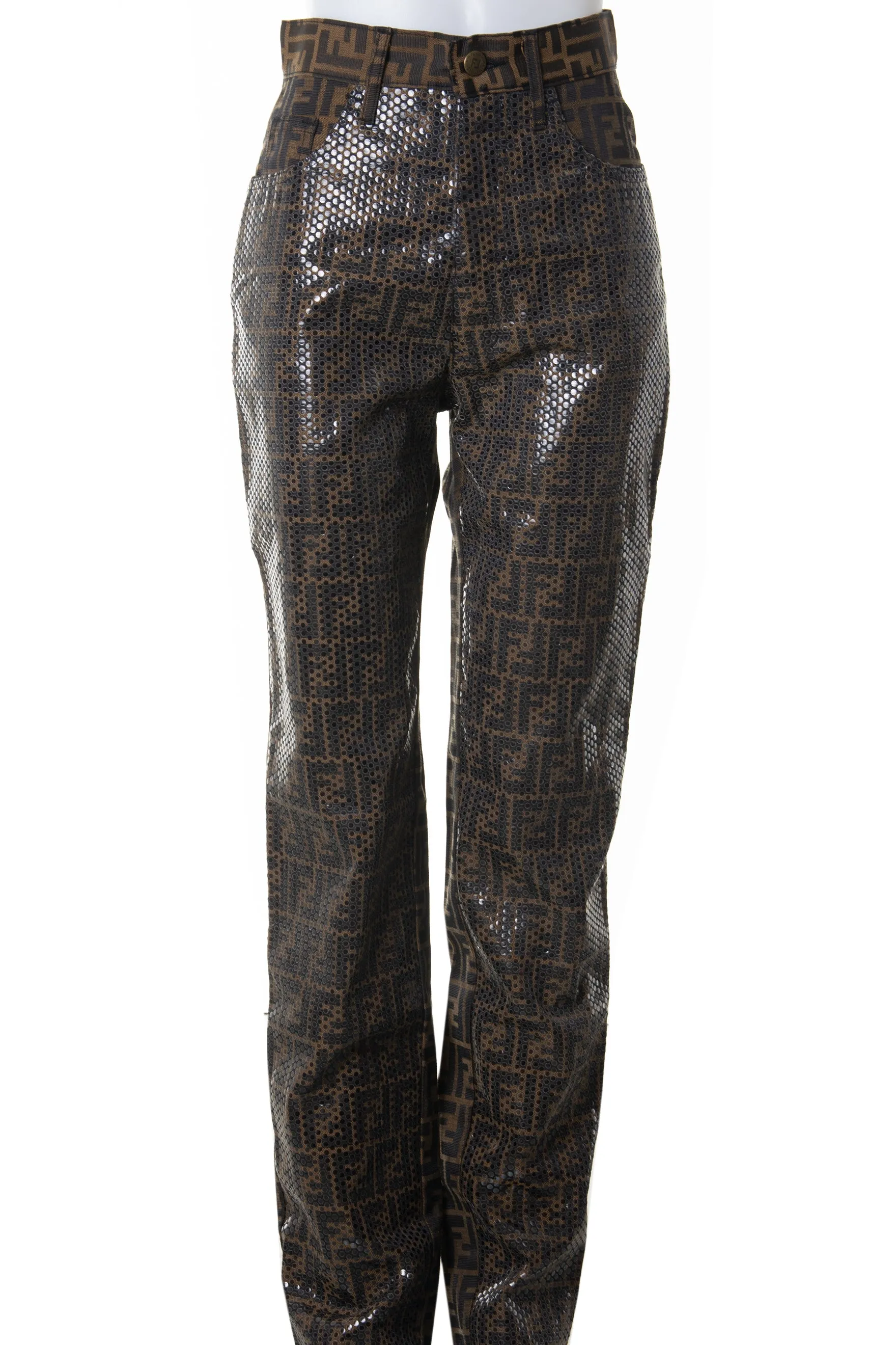 Sequin Monogram Print Pants