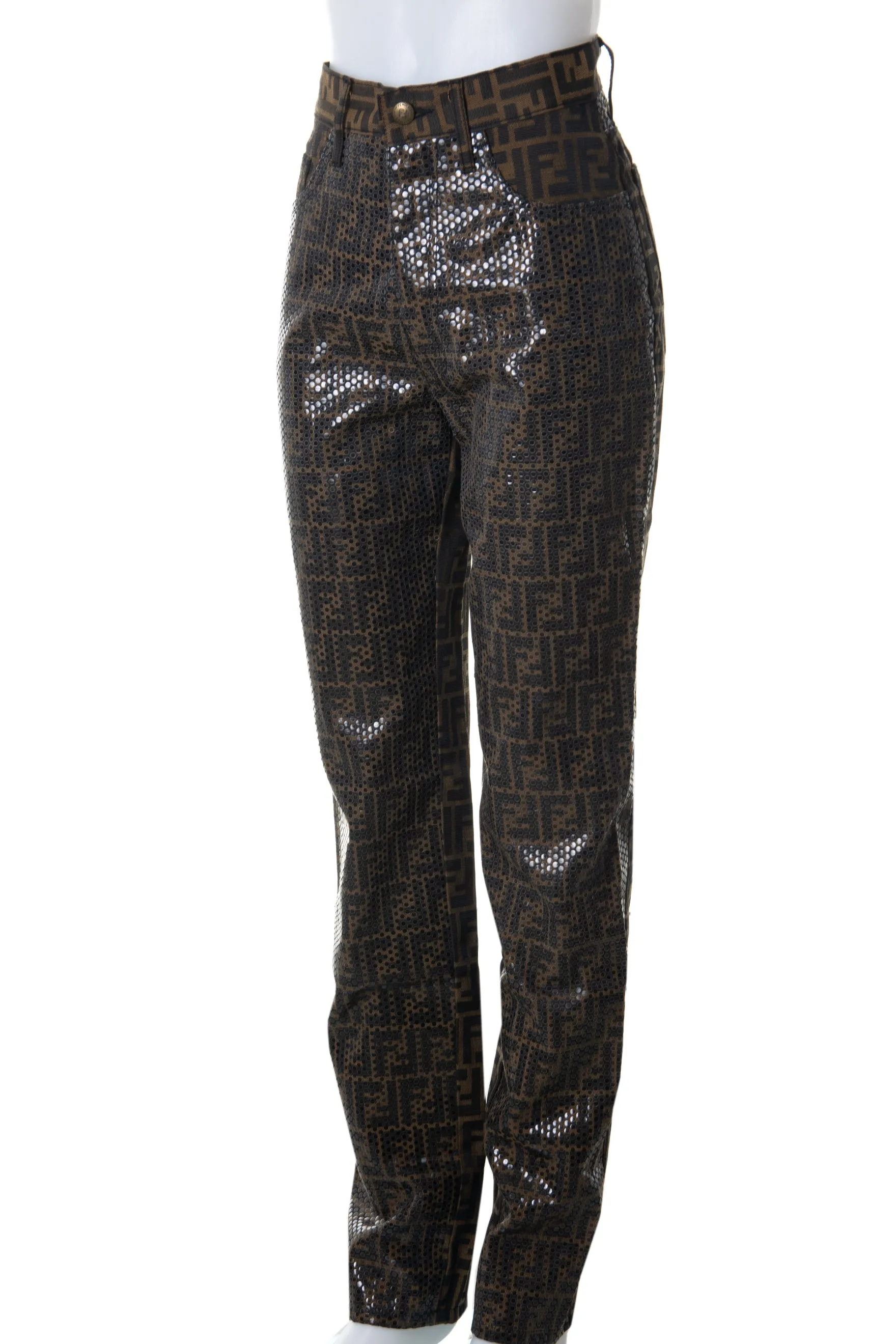 Sequin Monogram Print Pants