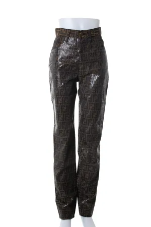 Sequin Monogram Print Pants