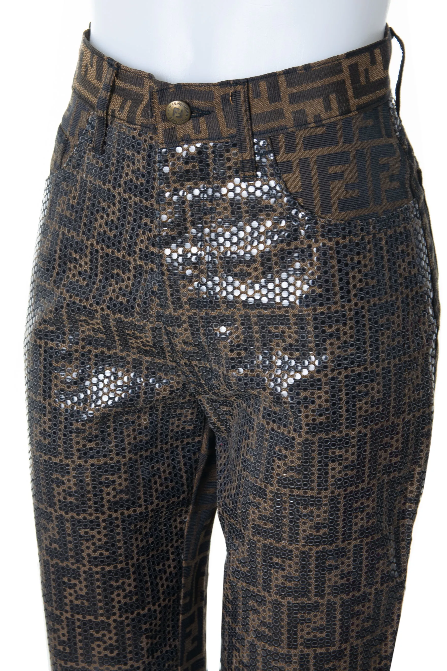 Sequin Monogram Print Pants