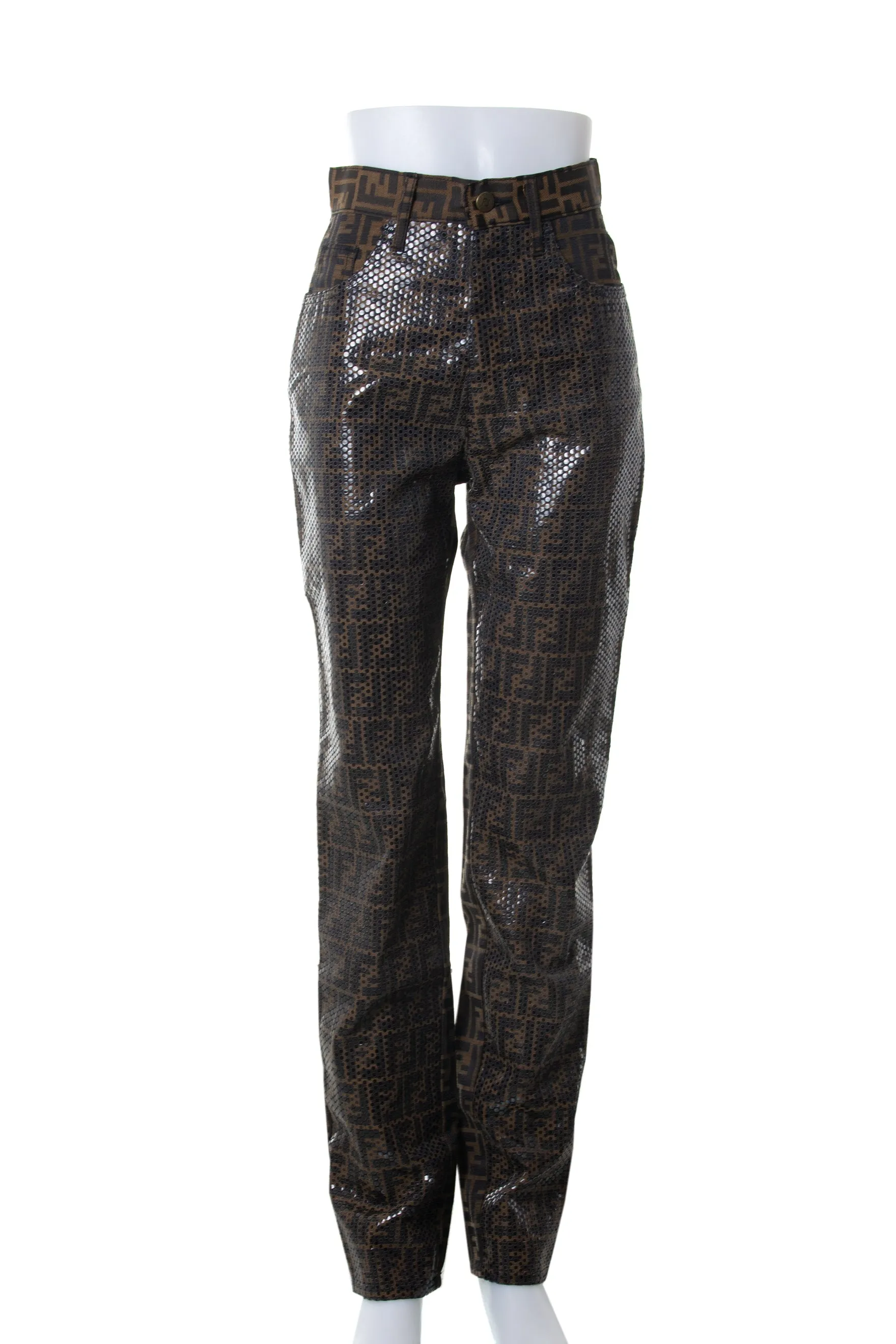 Sequin Monogram Print Pants