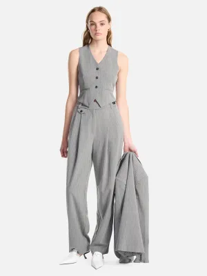 Serena Tailored Pant Grey Pin Stripe