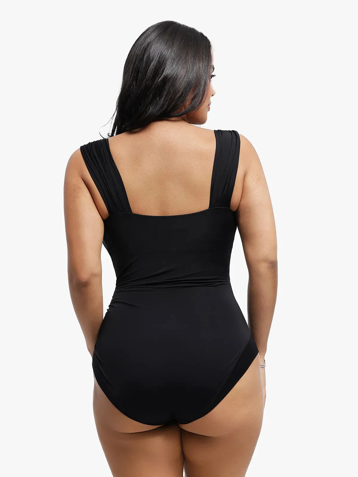 Shapewear Solid Sweet-Heart Neckline Cap Sleeve Bodysuit