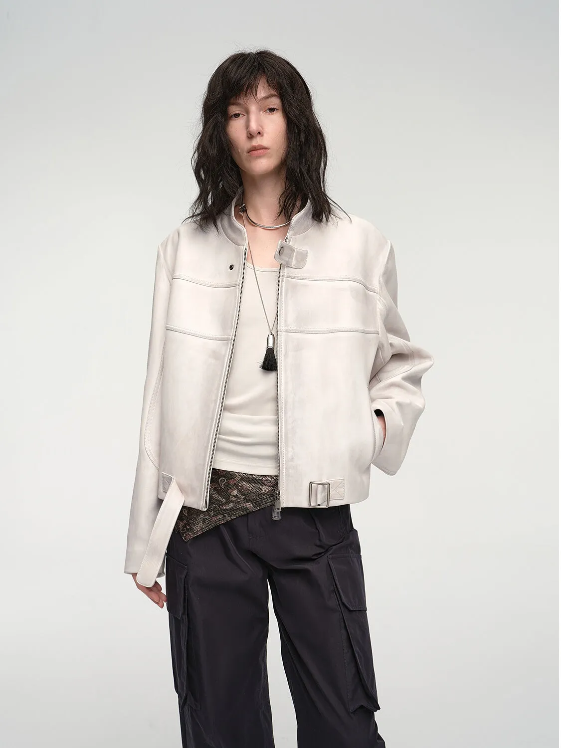 Sheepskin Stand Collar Jacket