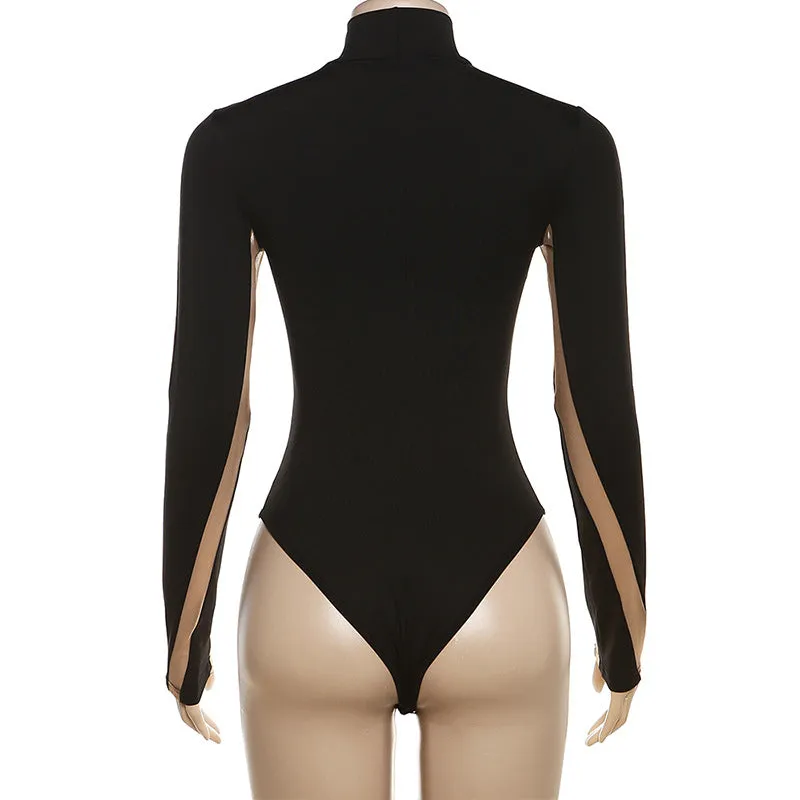 Sheer Cut Out Long Sleeve Bodysuit