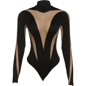 Sheer Cut Out Long Sleeve Bodysuit