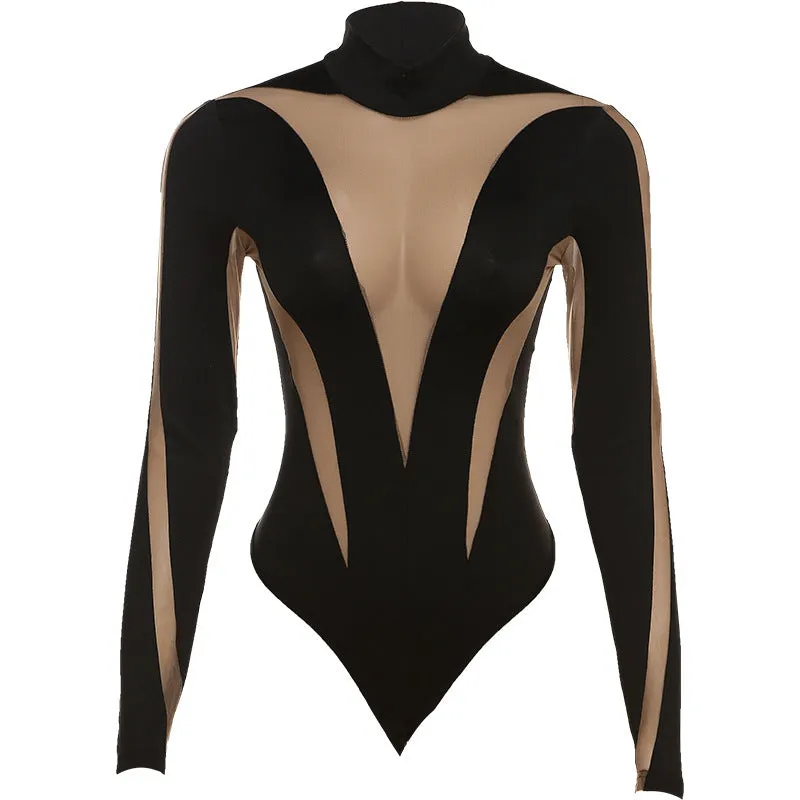 Sheer Cut Out Long Sleeve Bodysuit